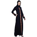 Elegant front open abaya with embroidery work- Navy Blue
